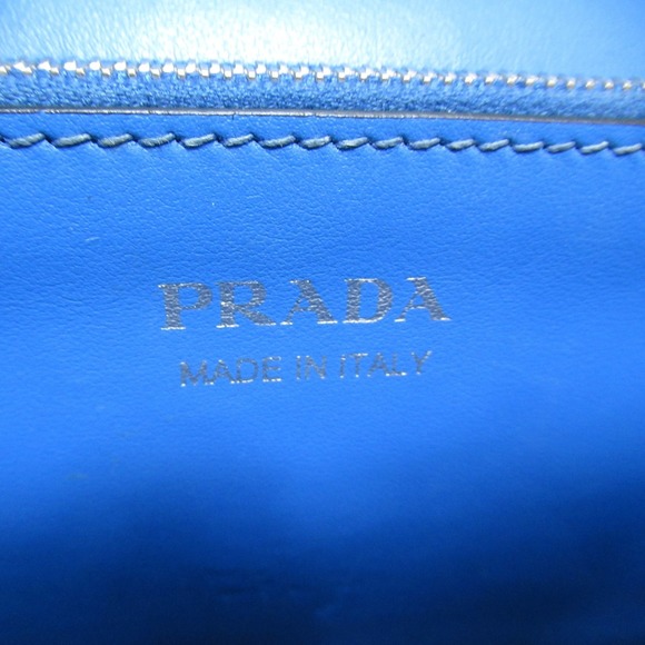 Prada Studded Shoulder Bag Saffiano Leather Blue - Picture 6 of 10